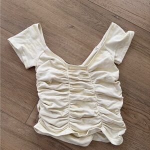 Free People Love Letter Cream Ruched Top
